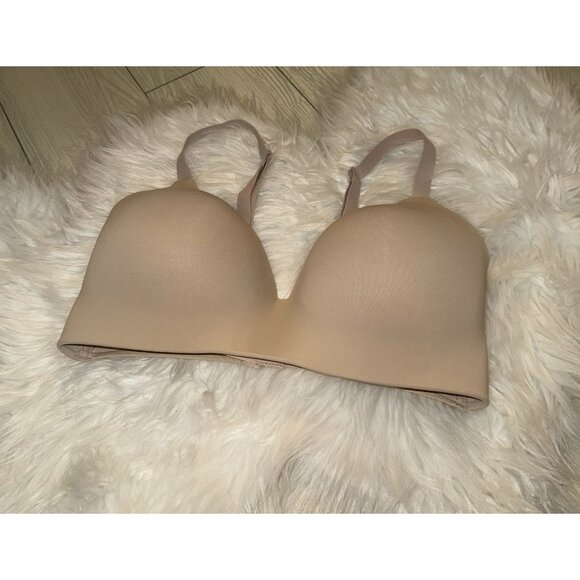 Hanes MHG565 Wireless T-Shirt Bra Lined Petals WF Womens L+ Large+ Beige New - Picture 1 of 6